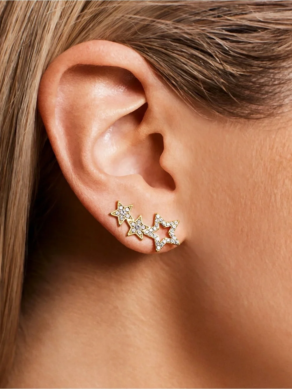 Emily in Paris Gold-Tone 2-Pc. Set Pavé Star Stud Single Earring & Ear Climber